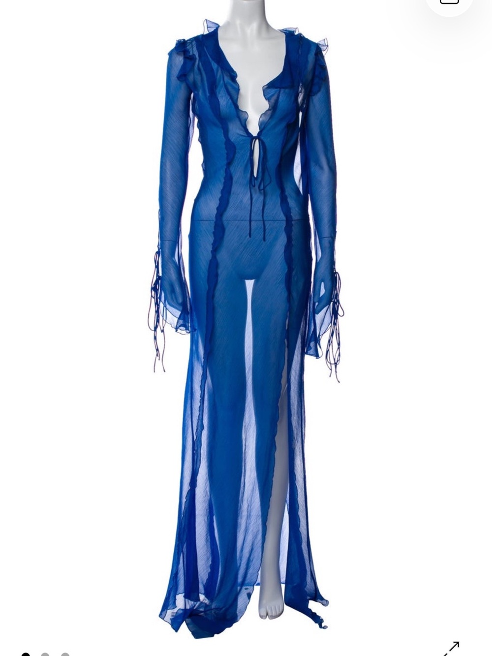 Rat & Boa Sheer Blue Ruffle-Trim Swim Coverup